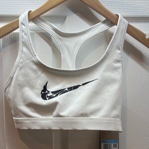 🆕 Nike White Sports Bra with Black Logo